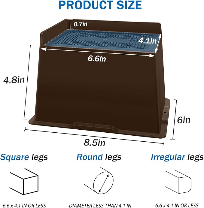 Bed Risers 5 Inch Heavy Duty,Oversized Couch Risers, Extra Wide Furniture Risers for Sofa Table Desk Headboard Chair Lifting,Rectangle Risering Blocks Support 6000 lbs(4 Pack Brown)