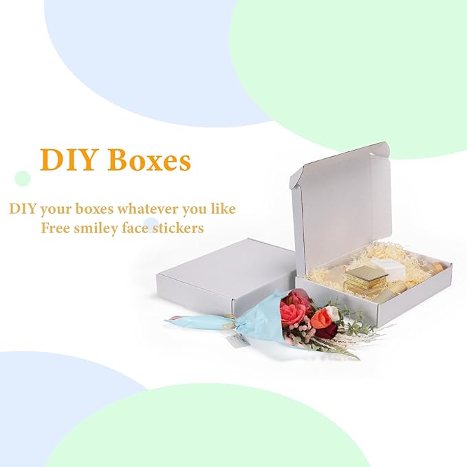 MEBRUDY 11x8x2 Inches Shipping Boxes Pack of 25, White Corrugated Cardboard Box for Mailing Packing Literature Mailer