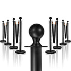 8PCS Black Stanchions Posts with 4PCS 5 ft Black Velvet Rope, Black Velvet Rope Stanchion Set Crowd Control Barriers, Stanchions and Velvet Ropes Red Carpet Poles for Party Supplies