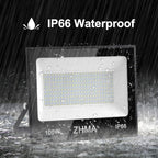 100W Flood Lights Outdoor,9000LM LED Work Light with Plug and Switch-IP66 Waterproof Bright Security Lights-6500K White Light,for Yard,Garden,Playground,Backyard,Garage,Lawn