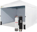 CROWN SHADES 10X10 Comercial Instant Canopy Pop Up Tent with Center Lock, 300D Fabric, 4 Sidewalls, Sto'N Go Bag, White