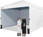 CROWN SHADES 10X10 Comercial Instant Canopy Pop Up Tent with Center Lock, 300D Fabric, 4 Sidewalls, Sto'N Go Bag, White