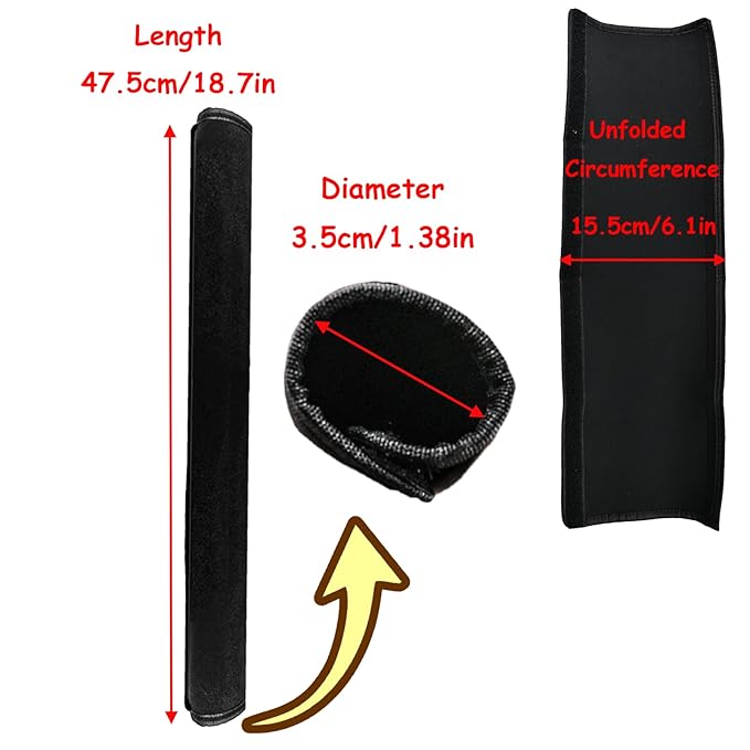 2 Pack 18.7×1.37×1.37in Armrest Handle Cover,Handle Sleeve Cover Replacement Pushchair Universal Handle Cover Elastic Dust Proof Protector Sleeve Accessory for Pushchair Pram(Black)