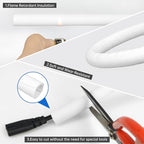 Split Braided Cable Sleeve，Flexible Wire Loom Tubing, Automotive Cord Protector Pet Proof, Cable Management for Computer TV Electric Wires Harness 16ft (White, 5mm（3/16")