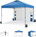 MFSTUDIO 10x10 Outdoor Pop Up Canopy Tent with 1 Removable Sidewall, Easy Set-up Straight Leg Folding Instant Shelter for Beach, 100 Sq. Ft of Shade