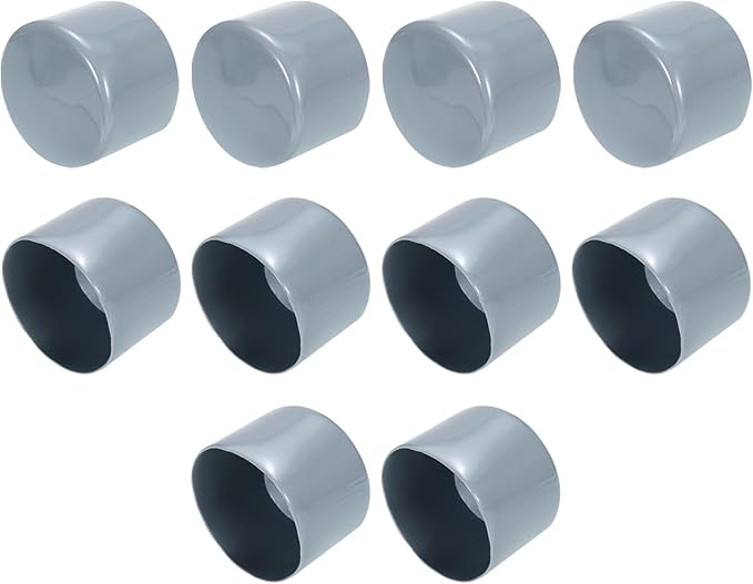 uxcell 10pcs Rubber End Caps 55mm(2.2") ID Vinyl Round End Cap Cover Screw Thread Protectors Grey