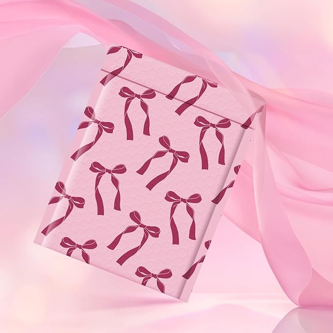 Fuxury Bubble Mailers 8.5x12 40 Pack, Pink Bows Cute Design Bubble Envelopes Usable Size 8.5x11",Strong Adhesion Pattern Padded Shipping Envelopes Thick Mailer for Mailing Books,Clothes