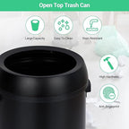 TrailBlaze 65L/17 Gallon Commercial Kitchen Trash Can - Stainless Steel, Open Top, Heavy Duty, Large Capacity Rubbish & Recycling Bin for Home, Office, Restaurant - Black Matte Open