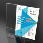 PecMuikee Slant Back Acrylic Sign Holder 8.5 x 11, Clear Picture Photo Frames Display Stand- Freestanding Tabletop Display Stand for Retail, Office, Restaurant , Flyers and Posters (24 Pcs)