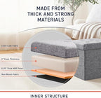 Ornavo Home Foldable Tufted Linen Storage Ottoman Square Cube Foot Rest Stool/Seat - 15" x 15" x 15" (Grey)