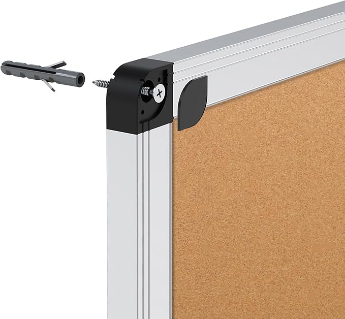 VIZ-PRO 60" x 48" Large Cork Bulletin Board, Foldable & Wall-Mounted Notice Pin Board with Silver Aluminum Frame, for School Home Office - 5' x 4' Corkboard