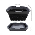 SAMMART 19L (5 Gallon) Collapsible Tub with Handle - Portable Outdoor Picnic Basket/Crater - Foldable Shopping Bag - Space Saving Storage Container (Grey/Black)