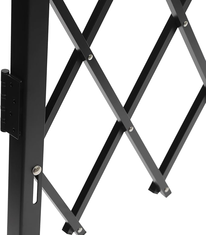 Single Folding Security Gate 4.27'H x5.91'W Iron Accordion Security Gate Flexible Expanding Security Gate 180° Rolling Barricade Scissor Door with Padlock for Entry Security, Garage, Warehouse