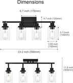 4-Light Track Lighting Kit Black Track Lighting Fixtures Bathroom Wall Sconces Ceiling Mount Kitchen Tracking Lights, Rotatable Spotlight with Clear Glass Shade for Kitchen Shop Hallway