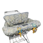Shopping Cart Cover for Baby boy Girl, Multi-in-1 Cart Covers for Babies, Soft Padded Infant High Chair Cover, Machine Washable, Grocery cart seat Cushion Cover Grey Leaves