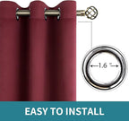 BGment Blackout Curtains - Grommet Thermal Insulated Room Darkening Bedroom and Living Room Curtains, Set of 2 Curtain Panels (42 x 84 Inch, Burgundy)