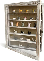 WANLIAN Large Shadow Box with Shelves, 16x20 Wooden Shadow Box Display Cabinet with Acrylic Window ，5 Removable Shelves and Linen Back ，for Displaying Photo Souvenir Collection（Rustic White）