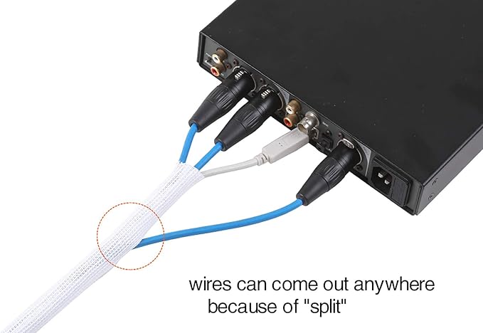 Alex Tech 10ft - 1.25 inch Cord Protector Wire Loom Tubing Cable Sleeve Split Sleeving for USB Cable Power Cord Audio Video Cable - Protect Cat from Chewing Cords - White