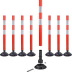 8 Pack Traffic Delineator Post Cones, High Visibility 3M Reflective Tapes, Flexible Spring Post with Detachable Base, for Highway Road Safety, Garage, Parking Lot (Orange, 36")
