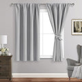 JIUZHEN Curtains for Bedroom - Thermal Insulated Blackout Curtains with Tiebacks, Room Darkening Drapes, Rod Pocket Curtains for Bedroom Kids Room Office, 38 x 54 Inch Length, Silver Grey