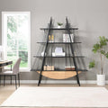Boat-Shaped Bookshelf, 4 Tier Ladder Bookcase with Drawer 84.3" Tall Bookshelves for Storage Display Decor Easy Assembly Bookcase Furniture for Bedroom, Living Room and Home Office