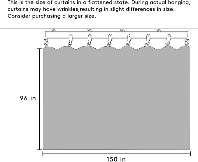Room Divider Curtains Flexible Ceiling Tracks Set Curtain Track Ceiling Mount Blackout Curtain for Living Room Bedroom Ceiling Curtain Rod Privacy Dividers Panels W150 x H96 Black Drape & Black Rail