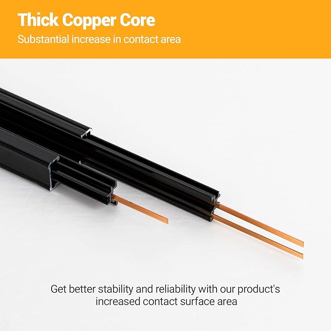 VANoopee H Track Lghting Rails 8FT H Type Track Light Rails Black H Track Rail Kit, End Caps & Live End Feed Connector Included, Compatible with Single Circuit 120V H Style Track System & Track Heads