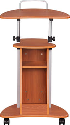 Adjustable Height Laptop Cart With Storage. Color: Woodgrain