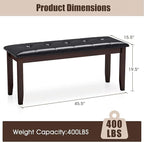 Giantex Dining Room Bench, Traditional Upholstered Table Benches, Hallway PU Leather Bench Entryway Bench, Bedroom Bench for End of Bed, Ottoman Bench (Brown)