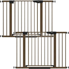 Cumbor 2 Pack 29.7-46" Baby Gate for Stairs, Mom's Choice Awards Winner-Auto Close Dog Gate for doorways, Easy Install Pressure Mounted Pet Gates indoor, Easy Walk Thru Wide Safety Gate for Dog, Brown