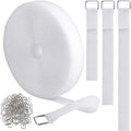 1"x16ft Hook and Loop Straps with 25 Metal Buckles, Adjustable Fastening Cable Straps, Cut-to-Length Cinch Strap, Reusable Nylon Securing Cord Ties for Organizer or Storage, 1 inch Wide, White