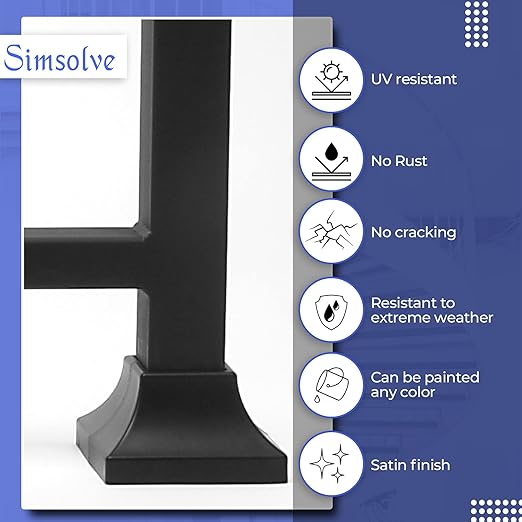 Deck Post Base Cover – Durable, Snap-Together Shoe Base Instantly Transforms Hand & Stair Rail Feet – Porch, Stair & Deck Base Brackets Covers – UV-Resistant ABS Plastic (Black)