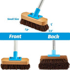 YONILL Heavy Duty Deck Brush with Long Handle - 60" Floor Scrub Brush with Stiff Natural Palmyra Bristles, Outdoor Scrubber Brushes for Cleaning Rough Surface, Concrete Floor, Patio, Garden, Sidewalk