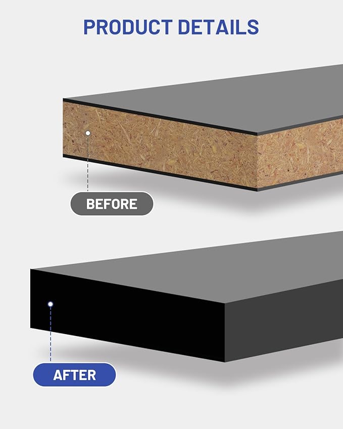 Melamine Edge Banding Black 3/4 inch x 100 ft Veneer Edging Easy Application Iron on Edge Banding Tape for Cabinet Plywood Repairs Furniture Restoration
