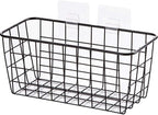 2 Set Adhesive Hanging Wall Basket Inside Cabinet Door Organizer,Wall Storage Basket-No Drilling Adhesive wall Basket for Cupboard Door,Space-Saving Small Hanging Baskets for Wall Mount Storage,Black