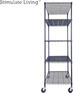 48"x24"x72" Prime Heavy Duty Black 5-Tier Steel Wire Shelving NSF 4000 LBS MAX Capacity Storage Rack for Commercial, School, Home, Garage, Warehouse, Industrial, and Hospital Uses (with Wheels)