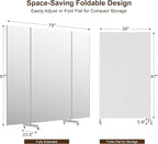 Full Length Stand Up Mirror on Wheels,79''×67'',Large Tri-Fold Floor Mirror with Stand,Movable 3-Way Full Length Standing Mirror for Gym, Dance Studio, Fitness Room, and Home (Silver)