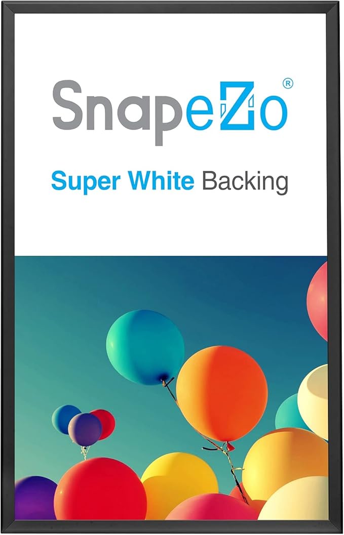 SnapeZo Poster Frame 32x50, Black, 1.25 Inch Aluminum Profile, Front-Loading Snap Frame, Wall Mounting, Professional Series