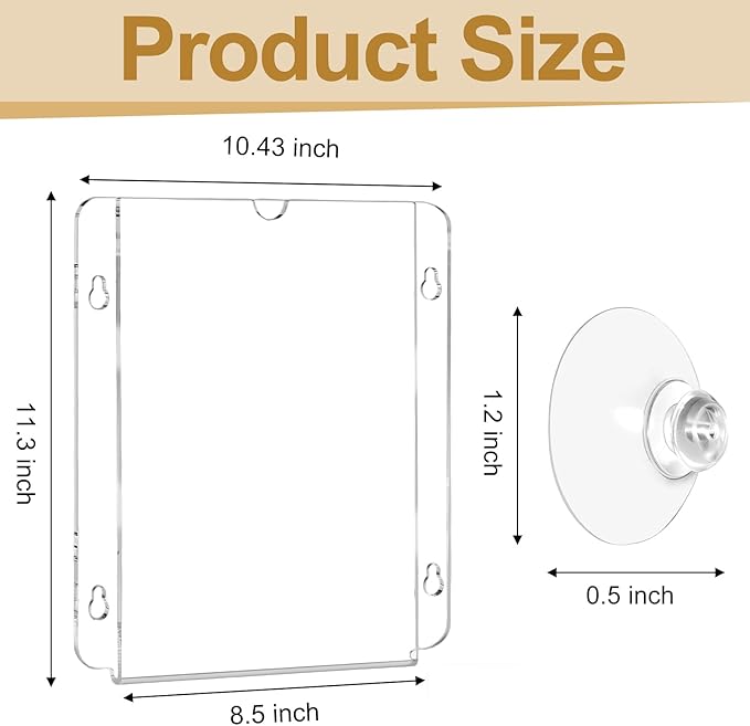 Acrylic Sign Holder 8.5 x 11, 6 Packs Flyer Holder for Business, Clear Sign Holder with Suction Cups for Menu, Notice, Frames Glass Door Window Display Stand for Store, Restaurant, Office
