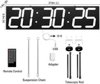 28.5‘’ Double Sided Digital Wall Clock, Multifunctional Led Countdown Clock with Timer, Temperature and Date Display, Hanging Digital Clock Large Display for Corridors, Hospitals (White)