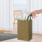 Toovip 100 Pack 5.25x3.25x8.25 Inch Small Gold Kraft Paper Bags with Handles Bulk, Gift Wrap Bags for Favor Grocery Retail Party Birthday Shopping Business Goody Craft Merchandise Take Out Cub Sacks