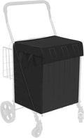 Waterproof Shopping Cart Liner with Cover (Without Carts) 14.7" X 13.2" X 20" Square Bottom, Fits Folding Shopping Trolley, Cover and Adjustable Straps for Easy Secure Attachment (Black