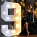Pooqla 3FT Light Up Marquee Numbers, LED Large Lighted Marquee Numbers, Giant LED Light Up Mosaic Number for Balloon 9th 19th 90th Birthday Decoration Party Decor, Cool White and Warm White Number 9