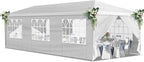 10x30 FT Party Tent, Outdoor Wedding Tents for Parties, Canopy Event Tent with 7 Removable Sidewalls, Waterproof Gazebo Shelter for Birthday Parties, Weddings, BBQs & Events (10X30FT-7Sides White)