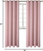 BGment Room Darkening Curtains 95 Inches Long - Grommet Thermal Insulated Drapes Window Treatment Curtains for Bedroom, 2 Panels, 52 x 95 Inch, Baby Pink