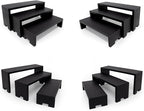 12Pcs Display Riser Wood Risers Wooden Stand 3 Tier 4 Set 12 Pieces Wood Racks Decorative Rectangular, Cupcake Stands Cologne Perfume Organizer(Black)