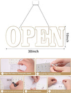 LED Open Signs 30"x10" Ultra Bright Business Hour Sign with Hanging Installation for Window Stores, Hotel, Store, Bar, Retail Shop, Salon, Restaurant