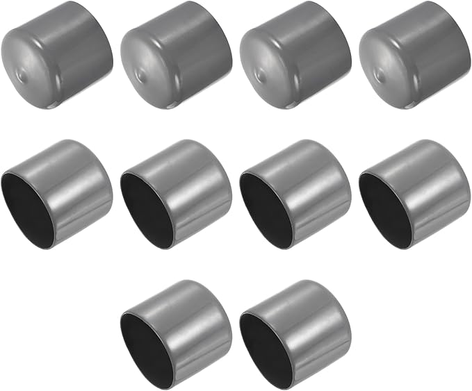 uxcell 10pcs Rubber End Caps 46mm ID Vinyl Round End Cap Cover Screw Thread Protectors Dark Grey