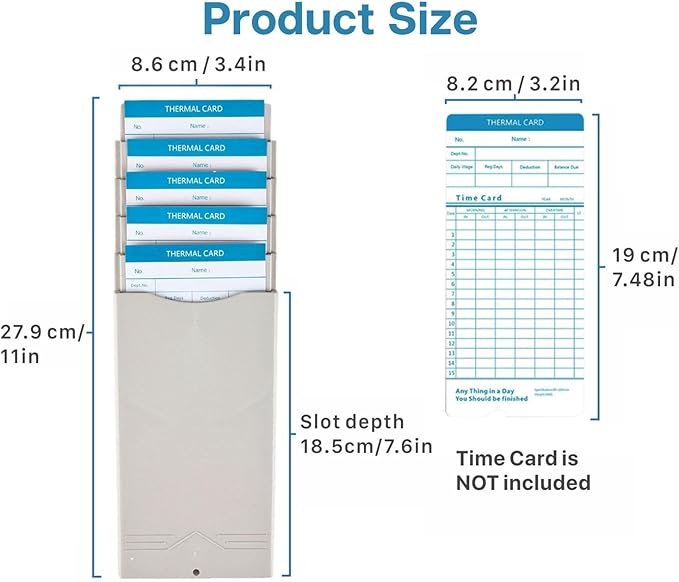 Flexzion Time Card Holder Wall Mount Rack 5 Pocket Slots Expandable Stacking Compatible with 7" inch Cards Pyramid Series 2000 6000 Attendance Payroll Recorder for Office Punch In Clock Out (Beige)