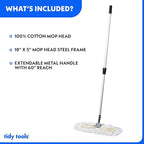 Commercial Dust Mop – 18 Inch Floor Sweeper for Hardwood, Reusable Cotton Mop Head, Extendable Handle, Dry Mop for Floor Cleaning & Janitorial Supplies